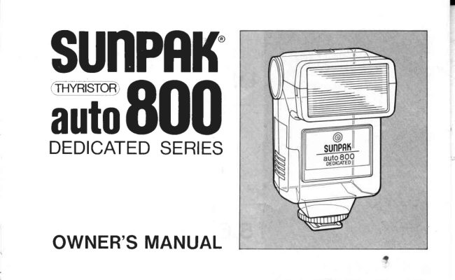 Sunpak Auto 800 manual cover