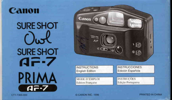 Canon Sure Shot Owl / Sure Shot AF-7 manual cover