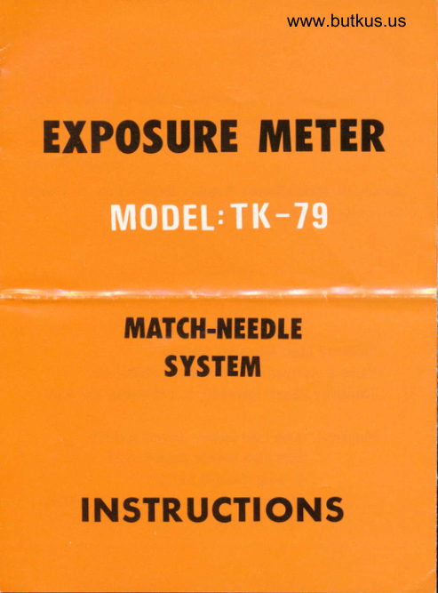 Model TK-79 exposure meter manual cover