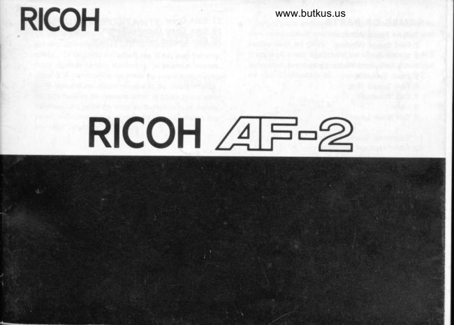 Ricoh AF 2 manual cover