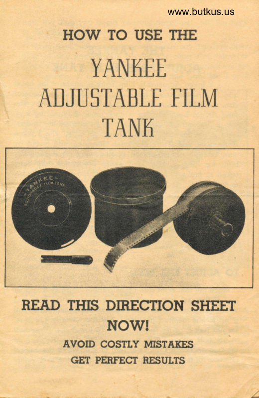 Yankee Film Developing Tank manual cover