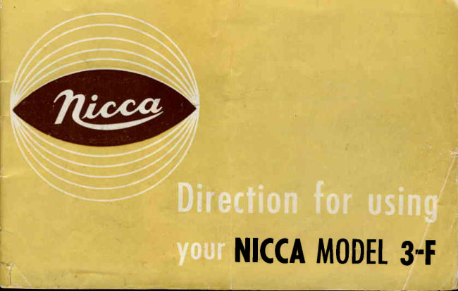 Nicca Model 3-F manual cover