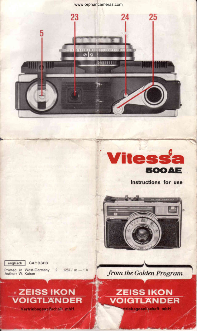 Voigtlander Vitessa 500 AE manual cover