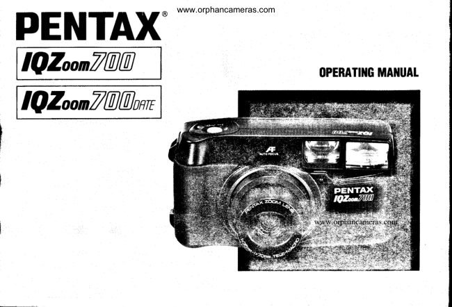 Pentax IQZoom 700 / IQZoom 700 date manual cover