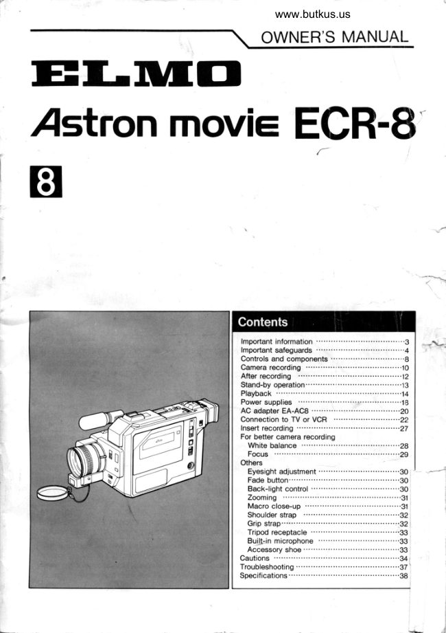 ELMO Astron Movie ECR-8 manual cover