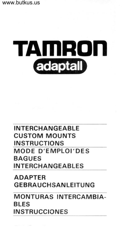 Tamron Adaptall , Deutsch manual cover