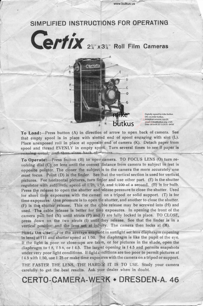 Certofix Folding Camera manual cover