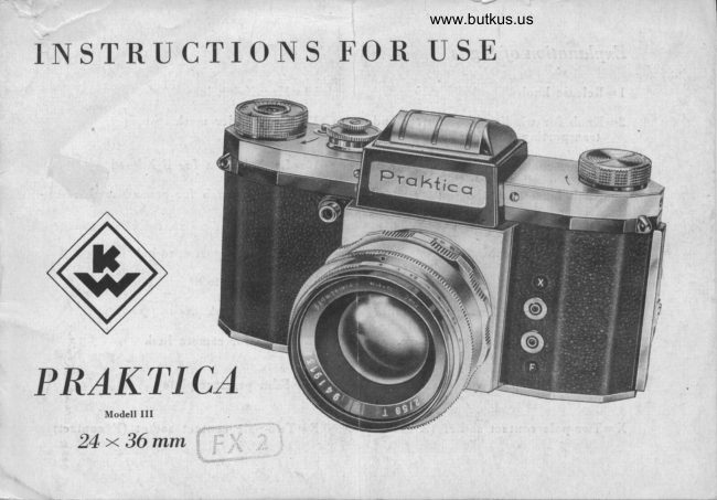 Praktica KW Model III - FX 2 24 x 35mm manual cover