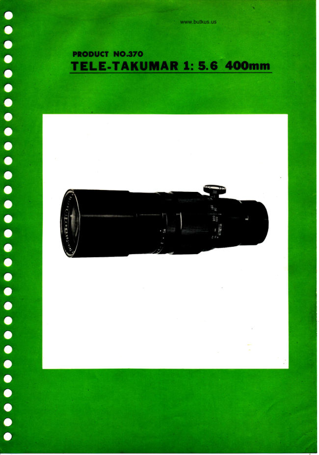 Pentax Tele-Takumare 400mm f5.6 manual cover