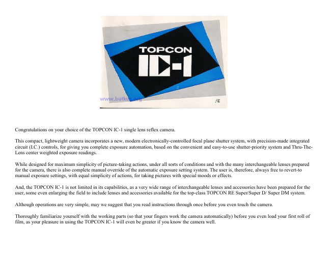 Topcon IC-I manual cover