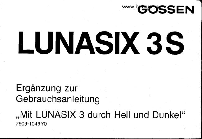 Gossen Lunasix 3s manual cover
