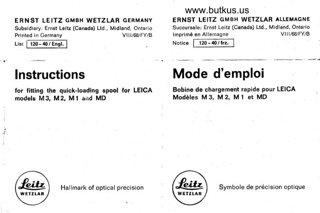 Leica quick load manual cover