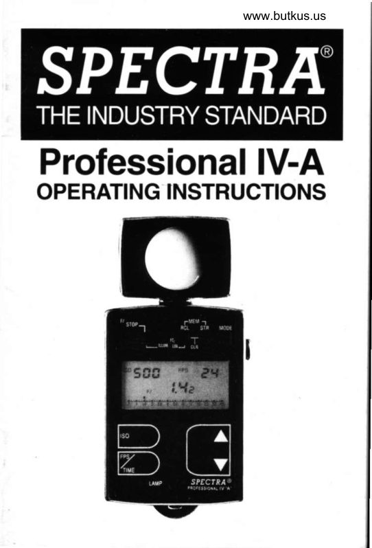 Spectra Pro IV-A manual cover