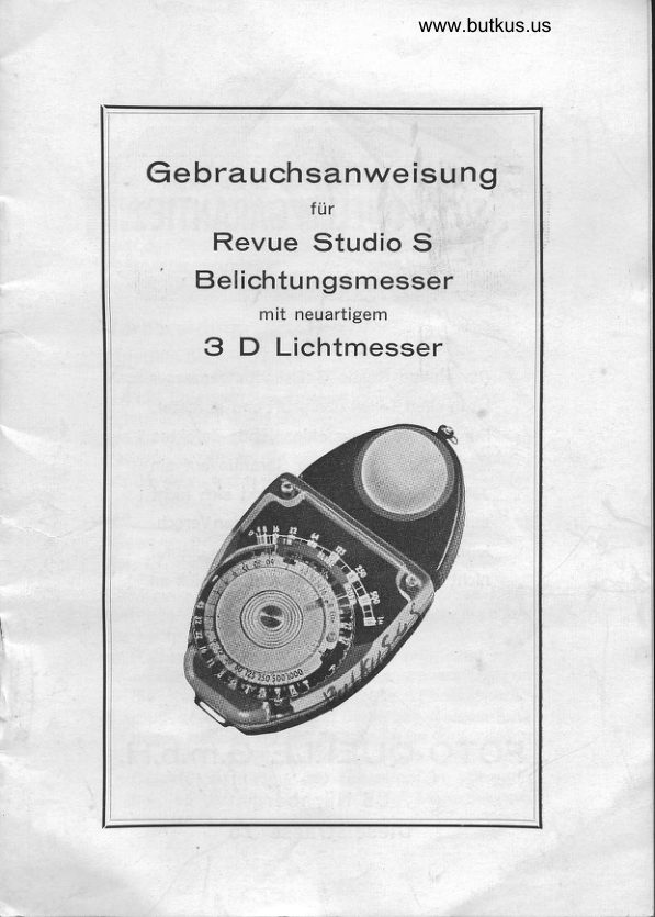 Revue Belichtungsmesser 3D Lichtmesser manual cover
