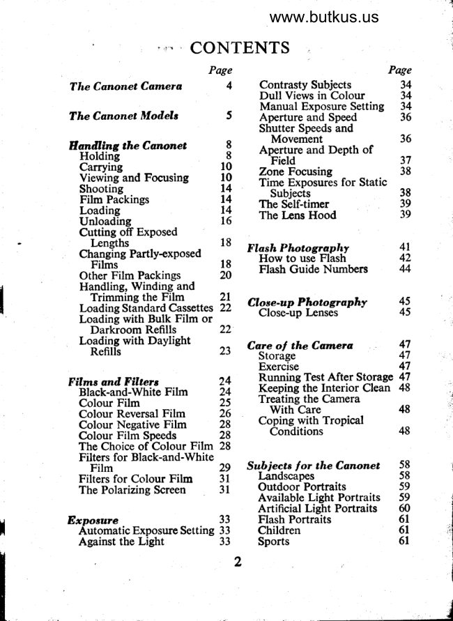 Canon Canonet manual cover