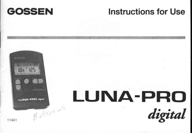 Gossen Luna-Pro Digital manual cover