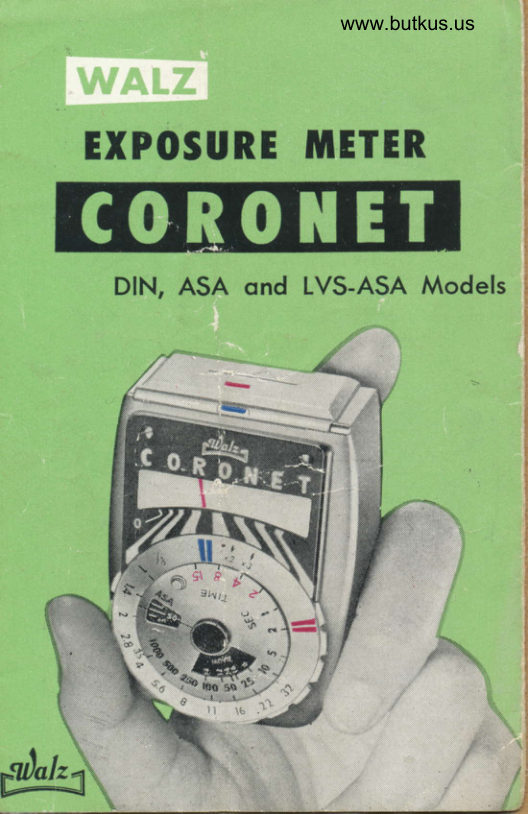 Walz Coronet Exposure Meter manual cover
