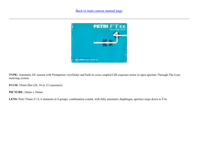 Petri FT EE manual cover