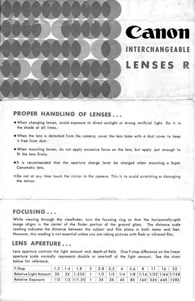Canon R Lenses Booklet manual cover