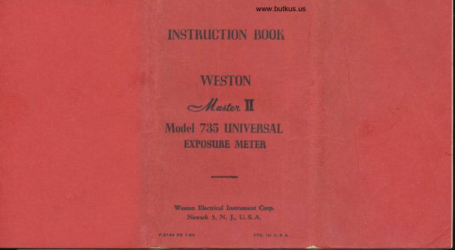 Weston Master II Model 735 manual cover