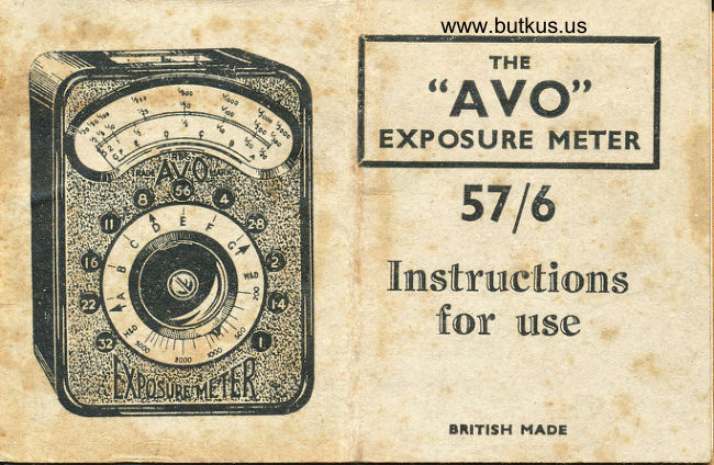 AVO exposure meter manual cover