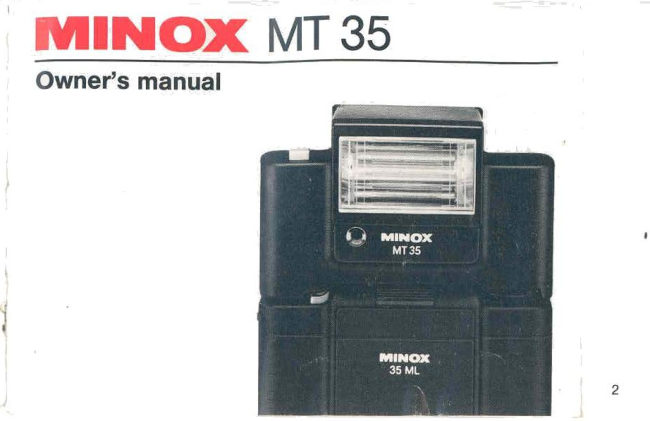 Minox MT 35 manual cover