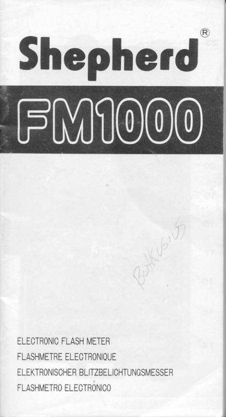 Sherpherd FM 1000 Flash Meter manual cover