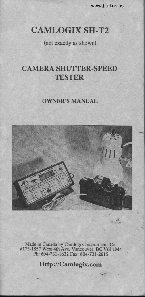 Camlogix SH-T2 manual cover