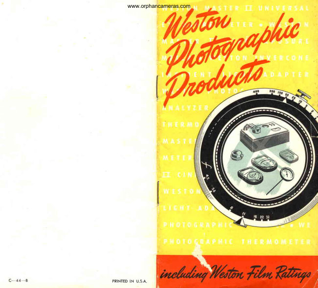 Weston Photographic Products - 1944? manual cover