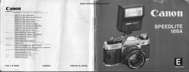 Canon Speedlite 188A manual cover