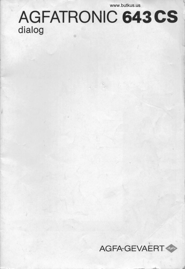 Agfatronic 643CS manual cover
