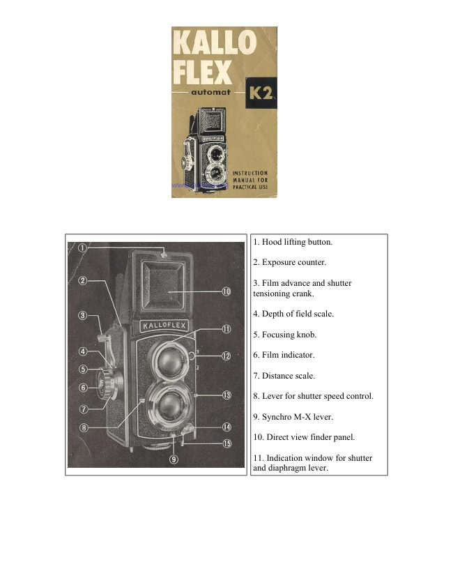 Kowa KALLOFLEX Automat K2 manual cover