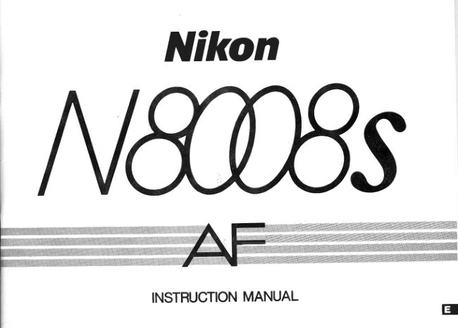 Nikon the few pages that show the difference between the 8008s AF manual cover