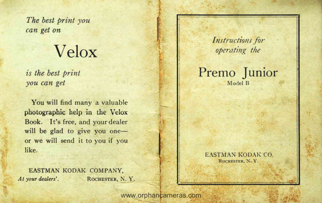 Kodak Premo Junior B manual cover