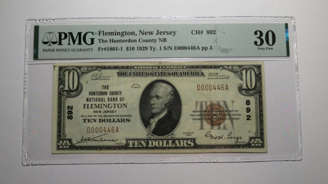 Flemington Nat. Bank $10 manual cover