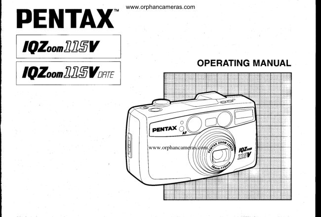 Pentax IQZoom 115V / 115V date manual cover
