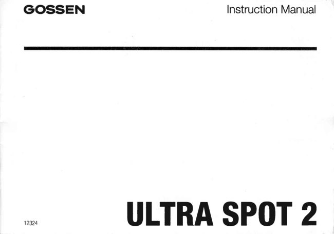 Gossen Ultra Spot 2 manual cover