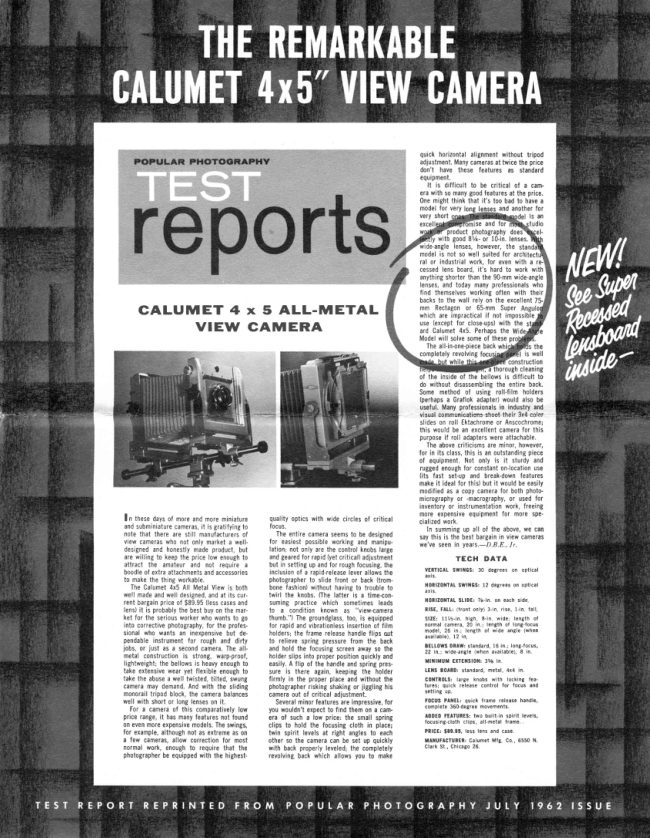CALUMET PHOTO MAG REVIEW manual cover
