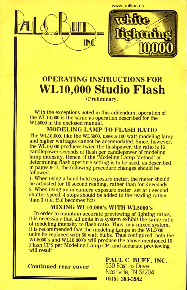 White Lightning 10,000 manual cover