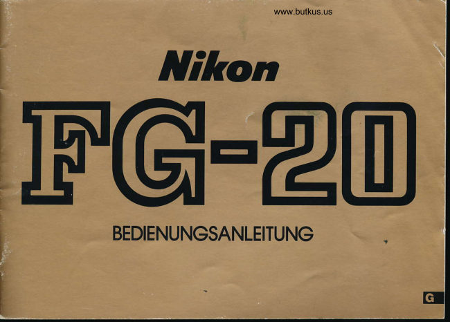 Nikon FG-20 manual cover