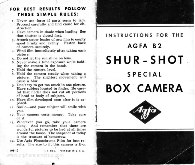 Agfa B2 SURE SHOT "SPECIAL" manual cover