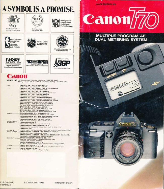 Canon T70 Quick Guide manual cover