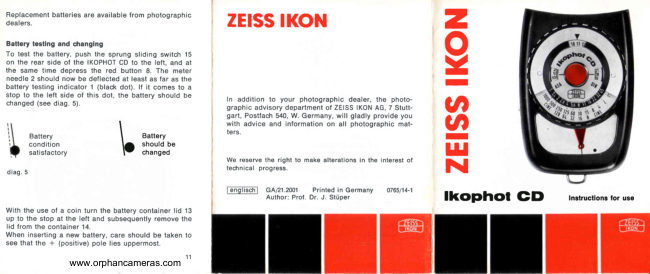 Zeiss Ikon Ikophot CD manual cover