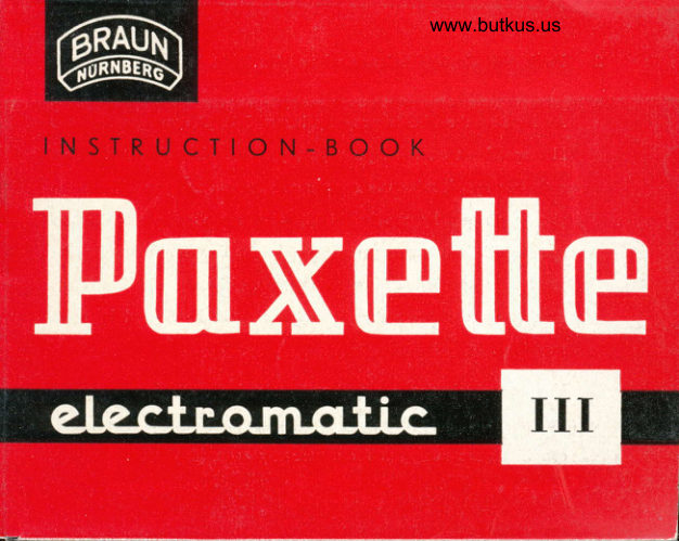 Braun Paxette Electromatic III manual cover