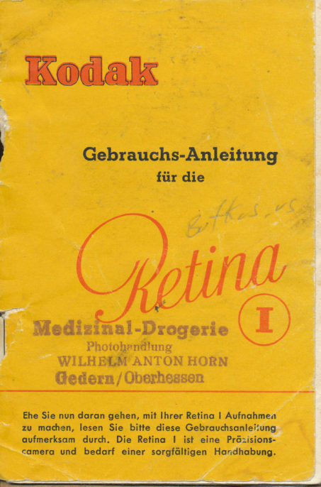 Kodak Retina 1 Gebrauchs-Anleitung manual cover
