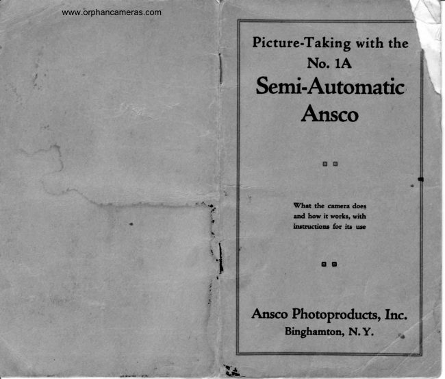 Ansco No. 1a Semi-Automatic manual cover