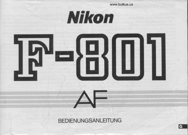 Nikon F-801 AF manual cover