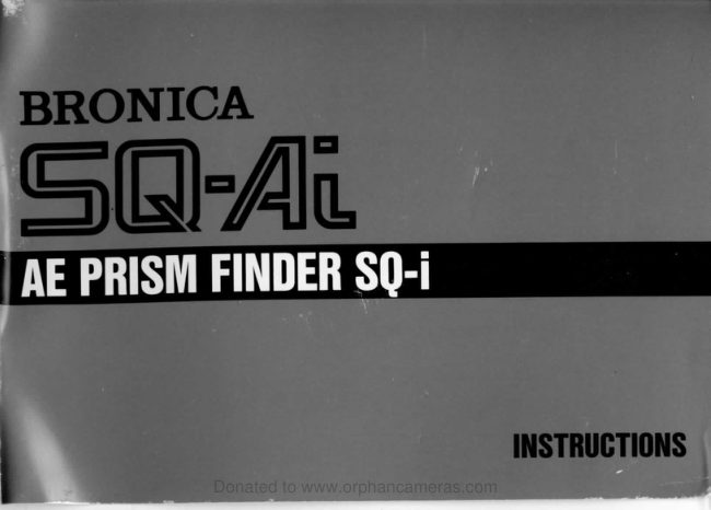 Bronica SQ-Ai finder AE manual cover