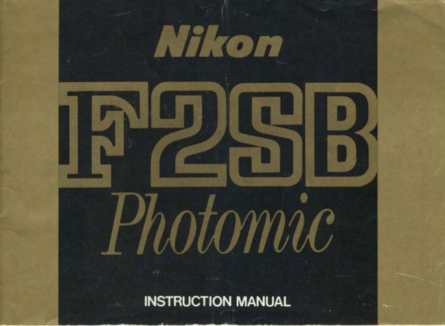 Nikon F2SB BOOKLET manual cover