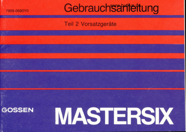 Gossen Mastersix Gebrauchsanleitung Teil 2 manual cover